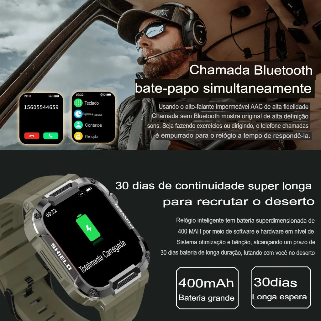 Relógio Inteligente Militar Robusto com Tecnologia e Elegância